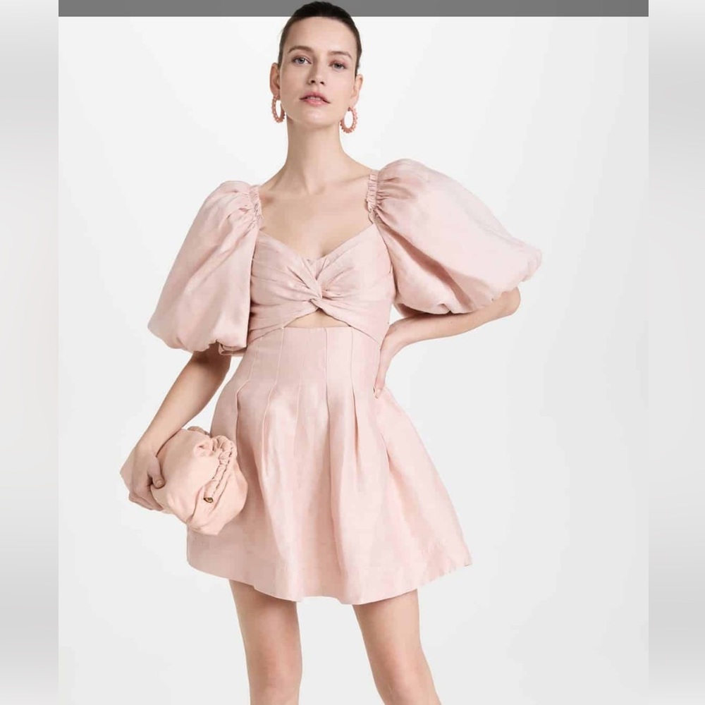 AJE Dusk Knot Puff Sleeve Mini Dress